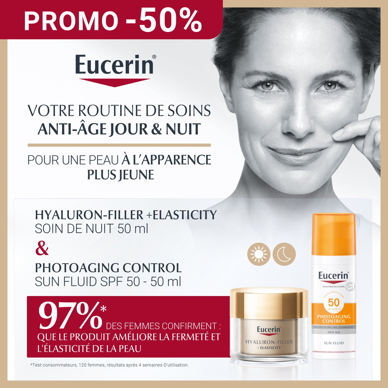 Eucerin Hyaluron Filler+ Elasticity Nuit + Ecran Fluide spf50+ PACK